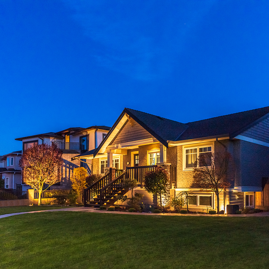 Luxury house at night with fantastic exterior lighting.