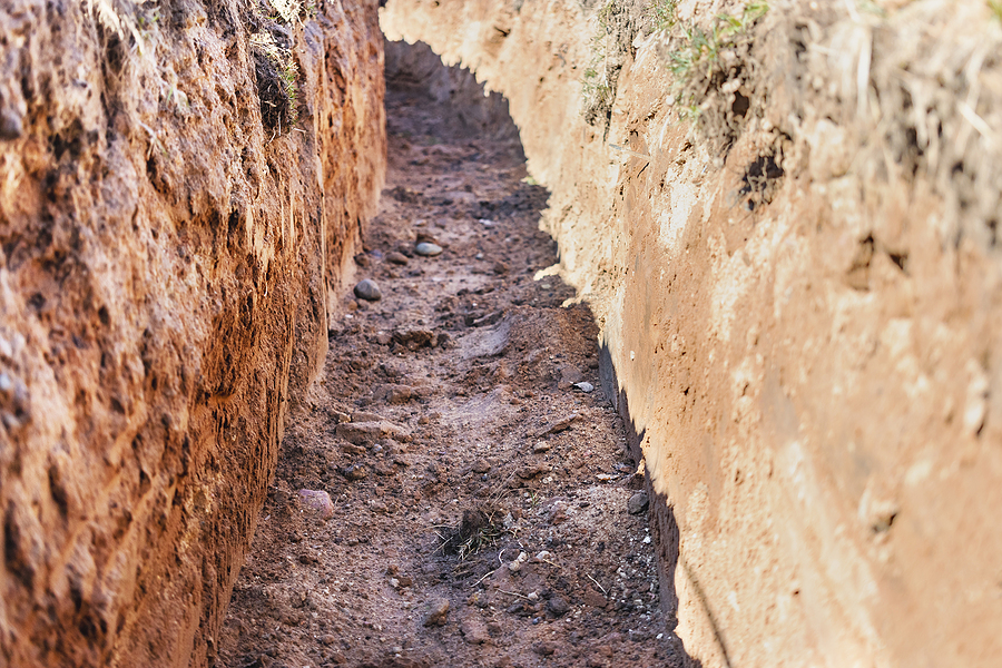 Close up photo of a neatly dug trench